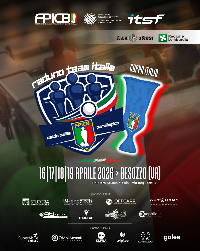 Coppa Italia Paralimpica di Calcio Balilla 2026 e Ritiro Nazionale
